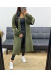 LONG BI-MATERIAL COAT HEART AH250468 MILITARY GREEN