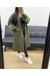 LONG BI-MATERIAL COAT HEART AH250468 MILITARY GREEN