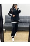 TWO-TONE SWEATER + KNIT PANTS SET AH250473 BLACK