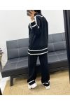 TWO-TONE SWEATER + KNIT PANTS SET AH250473 BLACK