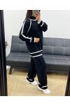 TWO-TONE SWEATER + KNIT PANTS SET AH250473 BLACK