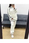 TWO-TONE SWEATER SET + KNITTED PANTS AH250473 WHITE