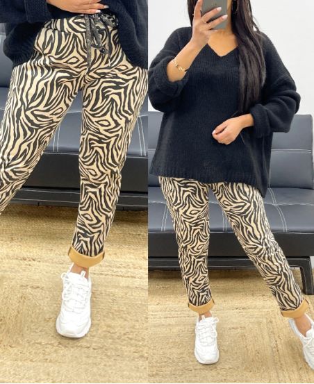 HOSE AUS VELOURSLEDER MIT ZEBRAPRINT AH250111