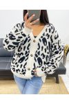 CÁRDIGAN DE BOTONES CON ESTAMPADO DE LEOPARDO AH250465 ECRU