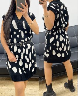 SLEEVELESS SWEATER/DRESS AH250485 BLACK