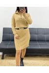 ZIP NECK DRESS AH250494 CAMEL