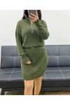 VESTIDO CON CUELLO CON CREMALLERA AH250494 VERDE MILITAR