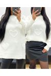 OVERSIZED SWEATER HEART AH250422 WHITE