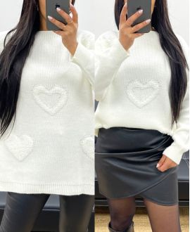 OVERSIZED SWEATER HEART AH250422 WHITE