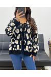 PULL-GILET LEOPARD NOEUDS AH250394 NOIR