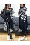 LONG HOODED VEST AH250486 BLACK