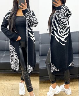 LONG HOODED VEST AH250486 BLACK