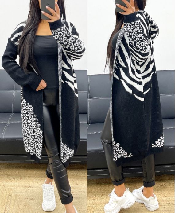 LONG HOODED VEST AH250486 BLACK