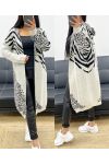 LONG HOODED VEST AH250486 BEIGE