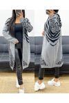 LONG HOODED VEST AH250486 GREY