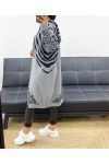 LONG HOODED VEST AH250486 GREY