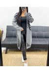 LONG HOODED VEST AH250486 GREY