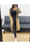 LONG HOODED VEST AH250486 CAMEL