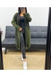 LONG HOODED VEST AH250486 MILITARY GREEN