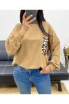 OVERSIZE-SWEATSHIRT MIT LEOPARDENTASCHE AH250871 CAMEL