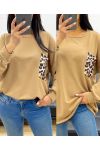 OVERSIZE-SWEATSHIRT MIT LEOPARDENTASCHE AH250871 CAMEL