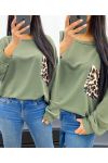 OVERSIZE-SWEATSHIRT MIT LEOPARDENTASCHE AH250871 MILITÄRGRÜN