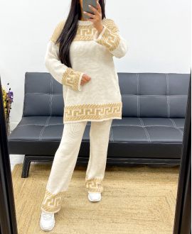 SWEATER + MATCHING KNIT AH250885 BEIGE SET