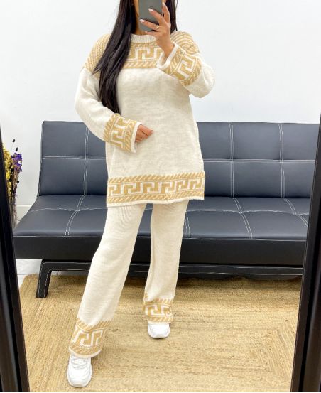 SWEATER + MATCHING KNIT AH250885 BEIGE SET