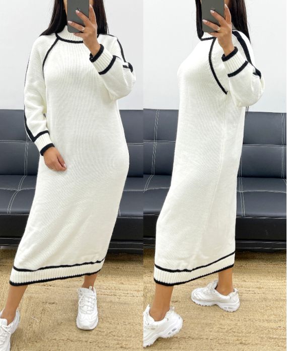 LONG KNITTED DRESS AH250924 WHITE