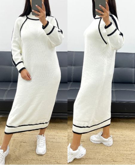 LONG KNITTED DRESS AH250924 WHITE