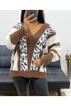 KNITTED V-NECK PULLOVER AH250921 CHOCOLATE