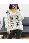 KNITTED SWEATER WITH V NECKLINE AH250921 BEIGE