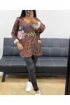 LIGHTWEIGHT CHOCOLATE AH250890 PRINTED SWEATER