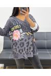 LIGHTWEIGHT GREY AH250890 PRINTED SWEATER