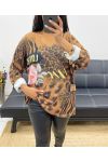 LEKKI SWETER Z NADRUKIEM AH250890 CAMEL