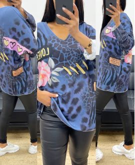 LIGHT PRINTED AH250890 SWEATER BLUE