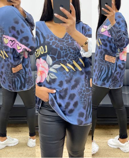 LIGHT PRINTED AH250890 SWEATER BLUE