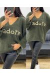 I LOVE LUREX SWEATER 3/4 SLEEVES AH250927 MILITARY GREEN