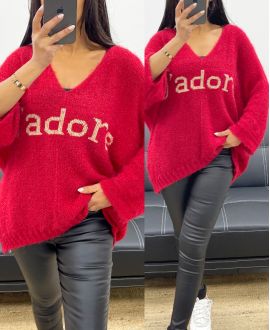 J'ADORE LUREX SWEATER WITH 3/4 SLEEVES AH250927 RED