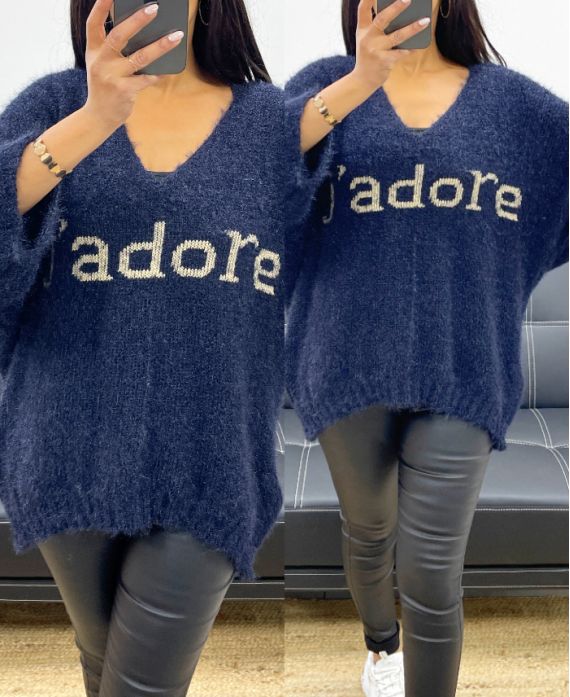 J'ADORE LUREX PULLOVER 3/4 ÄRMEL AH250927 MARINEBLAU