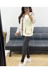 MOUMOUTE VEST WITH LEOPARD BOWS AH250911 WHITE