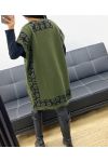 MILITARY GREEN LEOPARD PATTERNED VEST/PONCHO AH250914