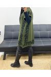 MILITARY GREEN LEOPARD PATTERNED VEST/PONCHO AH250914