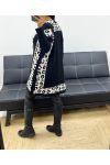 LEOPARD PATTERN CARDIGAN/PONCHO AH250914 BLACK