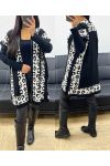 STRICKJACKE/PONCHO MIT LEOPARDENMUSTER AH250914 SCHWARZ