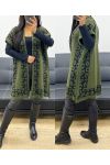 MILITARY GREEN LEOPARD PATTERNED VEST/PONCHO AH250914