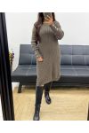 KNITTED DRESS WITH BUTTONS WITH SLEEVES AH250903 TAUPE