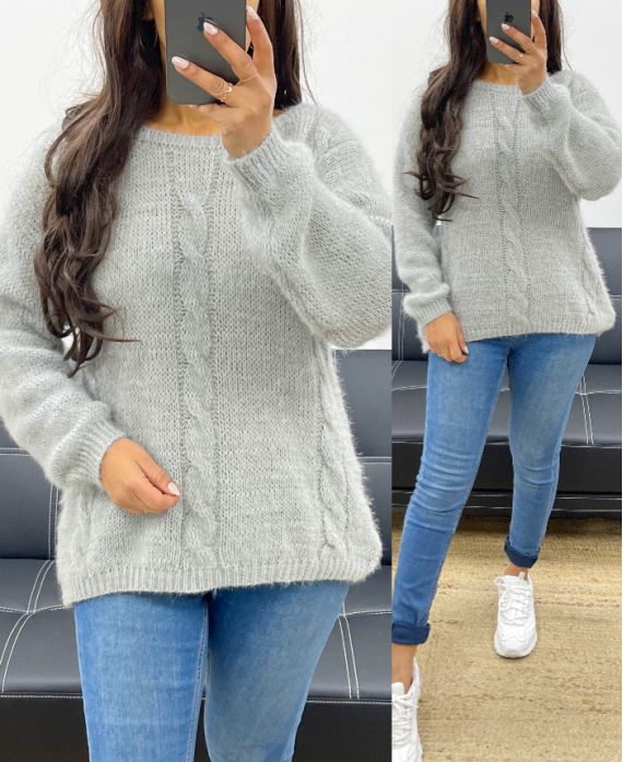 SOFT SWEATER WITH CABLES AH250150 GREY