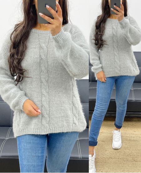 PULLOVER DOUX TORSADES AH250150 GRIS