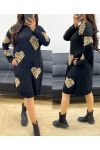 OVERSIZE-KLEID MIT DOPPELSTRICK HERZ AH250935 SCHWARZ